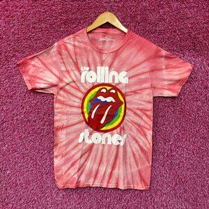 The Rolling Stones Hot Lips Red Tie Dye Tshirt size Small